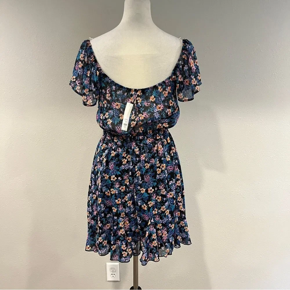 Trixxi Floral Print mini Dress with short Ruffled Sleeves cottagecore style - Picture 6 of 14
